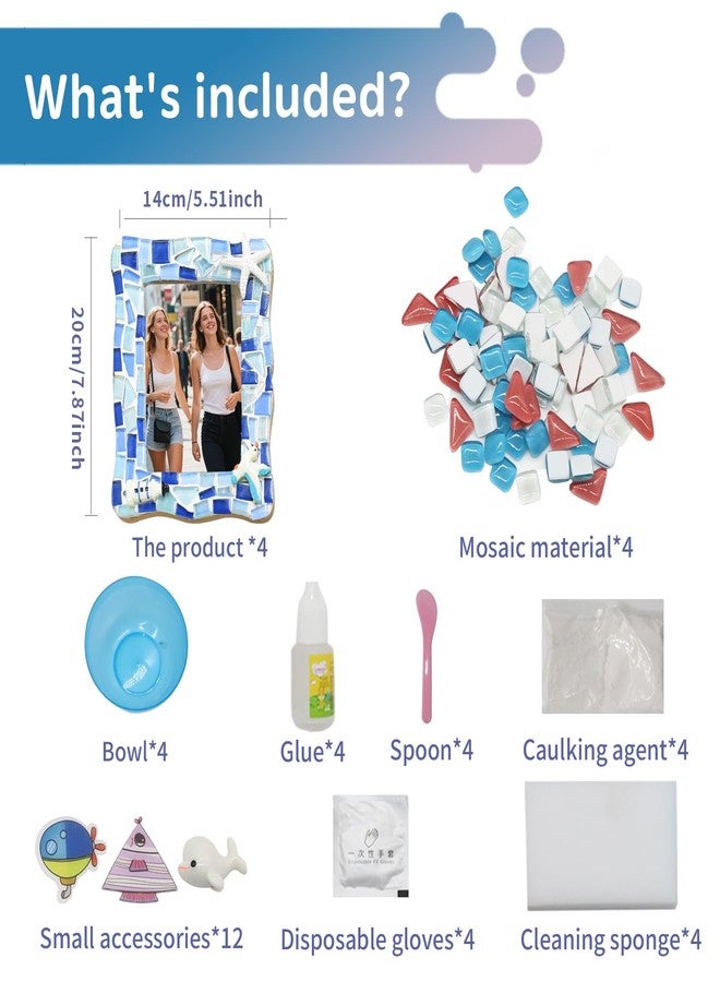Adboros 4 PCS Mosaic Photo Frame Craft Kit, DIY Arts & Crafts for Kids Frame Kit, Great Birthday Gifts for 5-12 Year Old Holiday Christmas Gift Arts and Crafts Gifts - Image 2